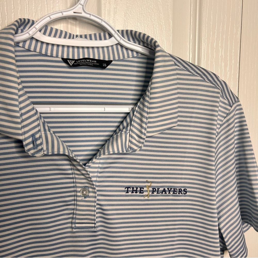 LevelWear The Players Golf‎ Polo Shirt Women’s Striped Blue White L Short Sleeve - Picture 3 of 5